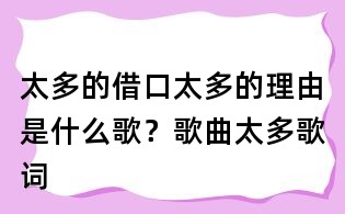 太多的借口太多的理由是什么歌?歌曲太多歌词