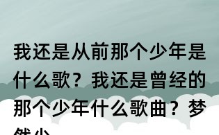 我还是从前那个少年是什么歌?我还是曾经的那个少年什么歌曲?梦然少年歌词