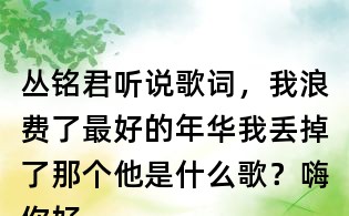 丛铭君听说歌词,我浪费了最好的年华我丢掉了那个他是什么歌?嗨你好吗什么歌?