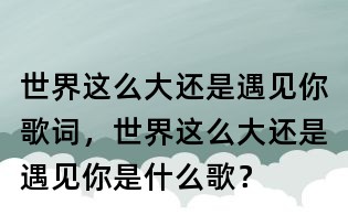 世界这么大还是遇见你歌词,世界这么大还是遇见你是什么歌?