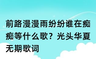 前路漫漫雨纷纷谁在痴痴等什么歌?光头华夏无期歌词