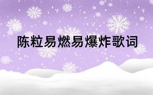 陈粒易燃易爆炸歌词