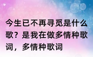 今生已不再寻觅是什么歌?是我在做多情种歌词,多情种歌词