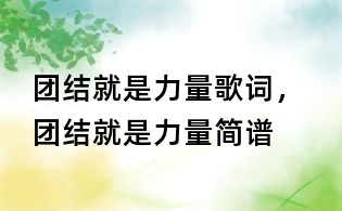 团结就是力量歌词, 团结就是力量简谱