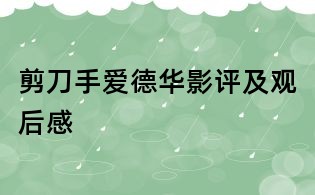 剪刀手爱德华影评及观后感