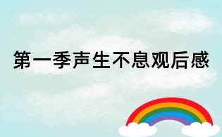 第一季声生不息观后感