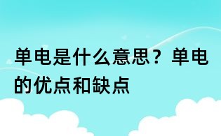 单电是什么意思?单电的优点和缺点