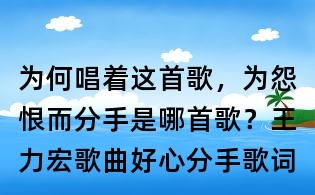 为何唱着这首歌，为怨恨而分手是哪首歌？王力宏歌曲好心分手歌词