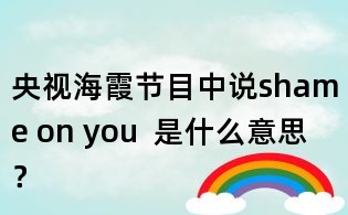 央视海霞节目中说shame on you 是什么意思?