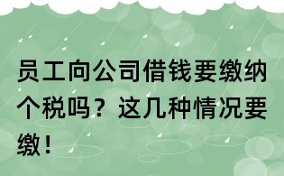 员工向公司借钱要缴纳个税吗?这几种情况要缴!