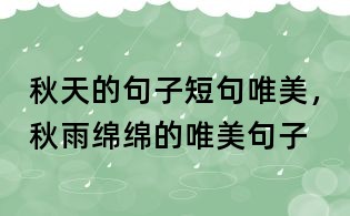 秋天的句子短句唯美,秋雨绵绵的唯美句子