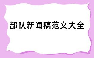部队新闻稿范文大全