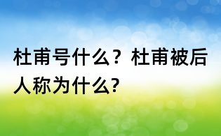 杜甫号什么？杜甫被后人称为什么?
