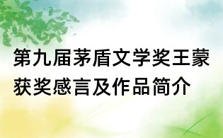 第九届茅盾文学奖王蒙获奖感言及作品简介