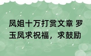 凤姐十万打赏文章 罗玉凤:求祝福,求鼓励
