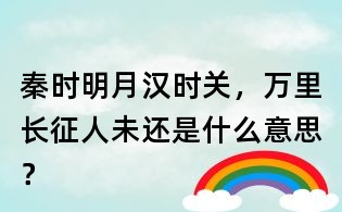 秦时明月汉时关,万里长征人未还是什么意思?