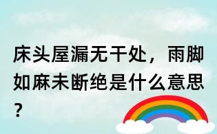 床头屋漏无干处，雨脚如麻未断绝是什么意思？