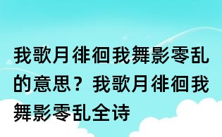 我歌月徘徊我舞影零乱的意思?我歌月徘徊我舞影零乱全诗