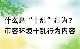 什么是“十乱”行为?市容环境十乱行为内容