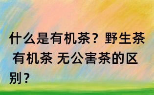 什么是有机茶?野生茶 有机茶 无公害茶的区别?