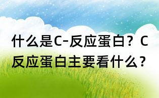 什么是C–反应蛋白？C反应蛋白主要看什么？