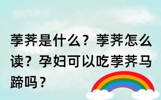 荸荠是什么?荸荠怎么读?孕妇可以吃荸荠马蹄吗?