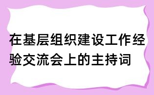 在基层组织建设工作经验交流会上的主持词