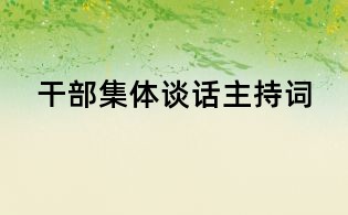 干部集体谈话主持词
