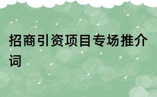 招商引资项目专场推介词