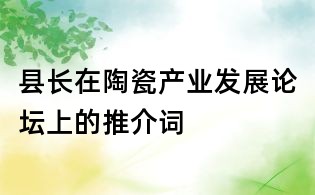县长在陶瓷产业发展论坛上的推介词