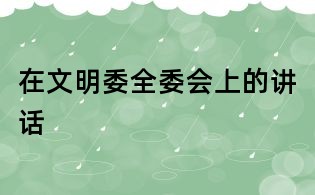 在文明委全委会上的讲话