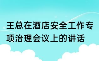 王总在酒店安全工作专项治理会议上的讲话