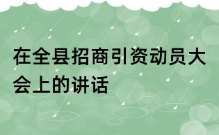 在全县招商引资动员大会上的讲话
