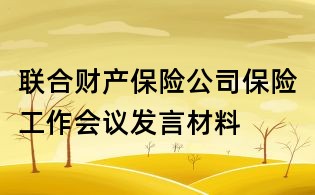 联合财产保险公司保险工作会议发言材料