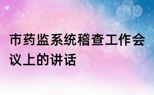 市药监系统稽查工作会议上的讲话
