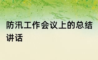 防汛工作会议上的总结讲话