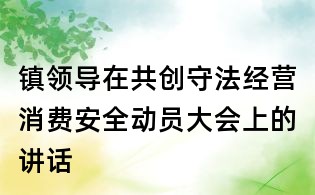 镇领导在共创守法经营消费安全动员大会上的讲话