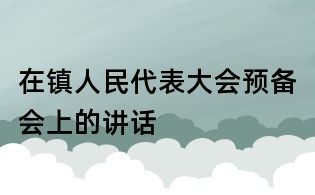 在镇人民代表大会预备会上的讲话