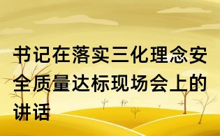 书记在落实三化理念安全质量达标现场会上的讲话
