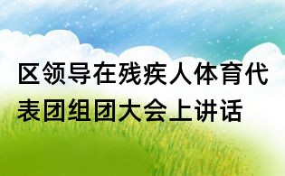 区领导在残疾人体育代表团组团大会上讲话