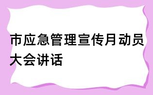 市应急管理宣传月动员大会讲话