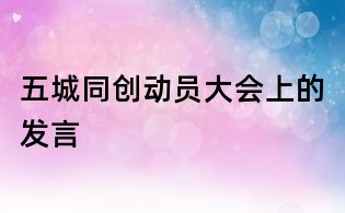 五城同创动员大会上的发言