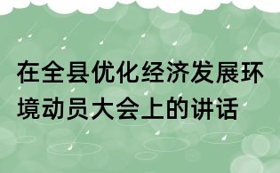 在全县优化经济发展环境动员大会上的讲话