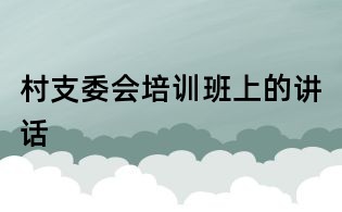 村支委会培训班上的讲话