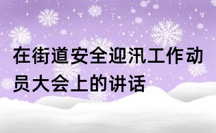 在街道安全迎汛工作动员大会上的讲话