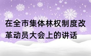 在全市集体林权制度改革动员大会上的讲话
