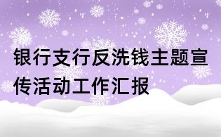 银行支行反洗钱主题宣传活动工作汇报