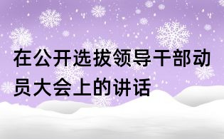 在公开选拔领导干部动员大会上的讲话