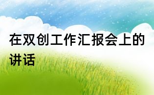 在双创工作汇报会上的讲话