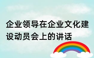 企业领导在企业文化建设动员会上的讲话